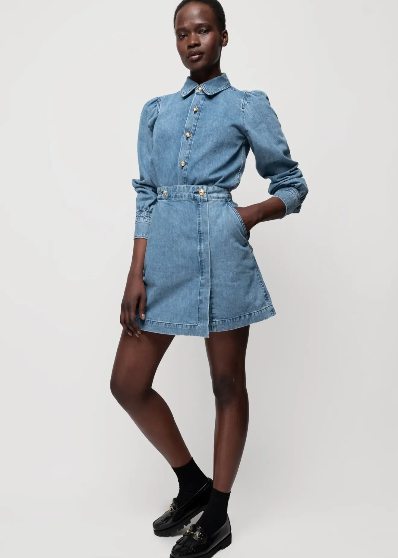 Vanilia Denim Mini Wikkelrok Denim Blue Best