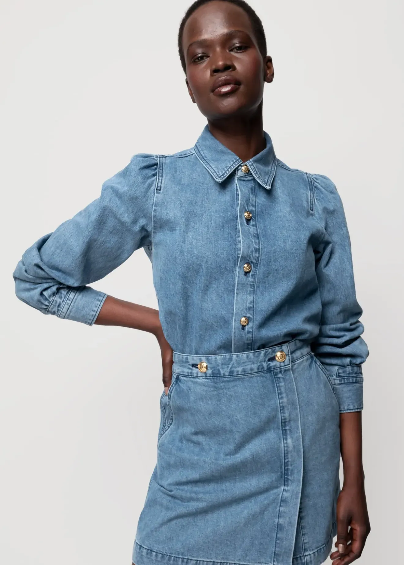 Vanilia Denim Mini Wikkelrok Denim Blue Best