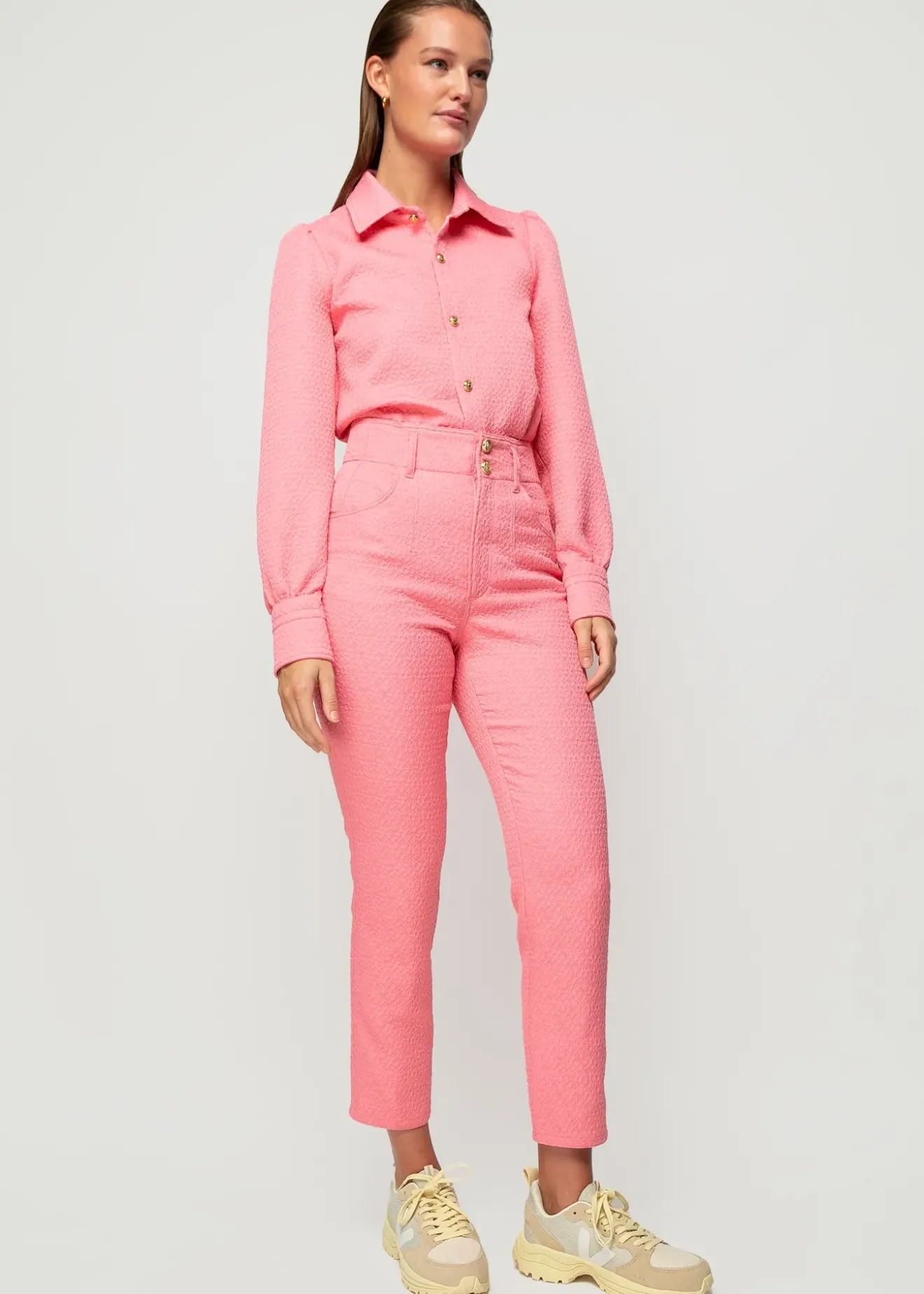 Vanilia Jacquard Geweven Broek Chateau Rose Online