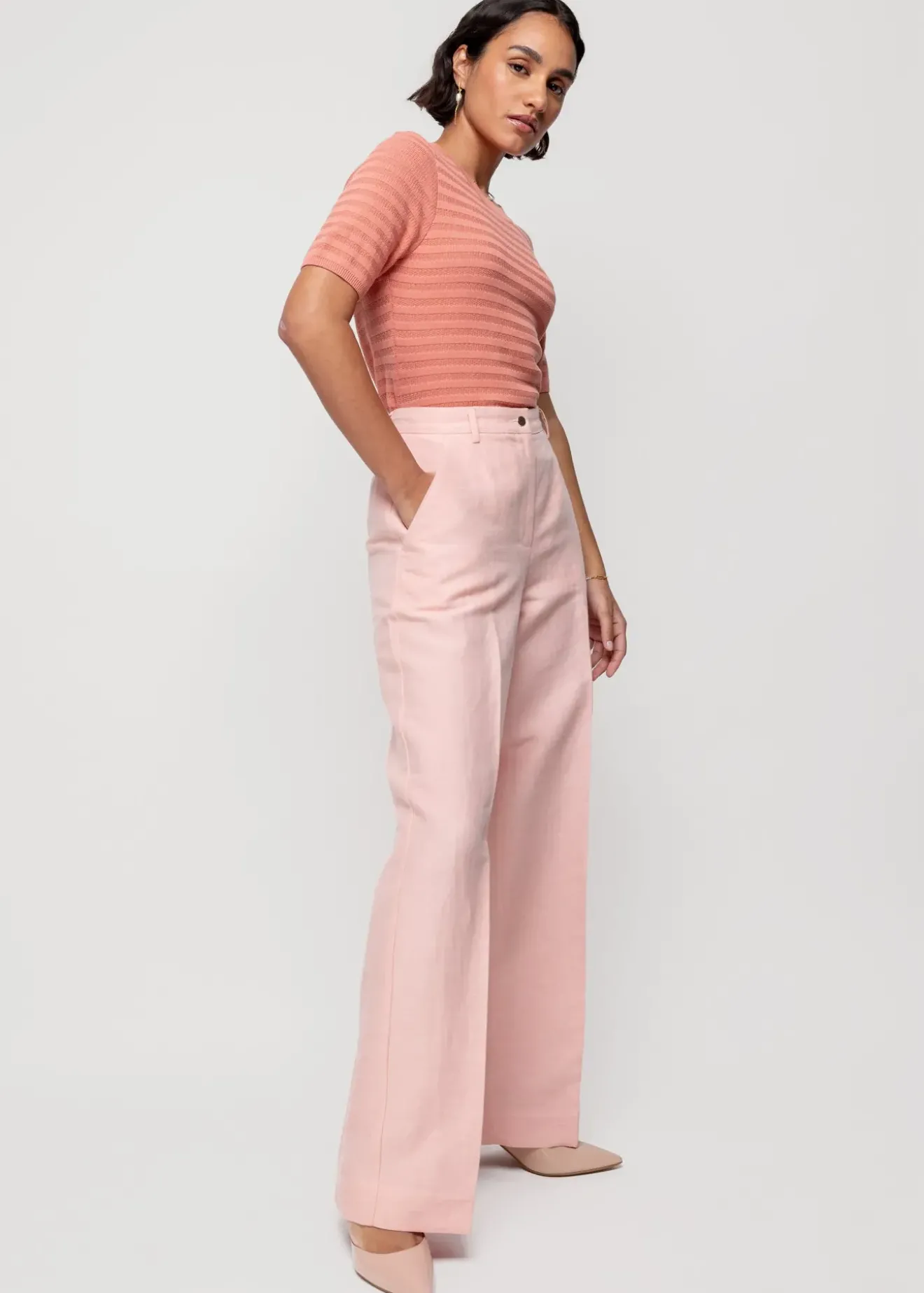 Vanilia Katoen Gebreide Top Dusty Coral Outlet