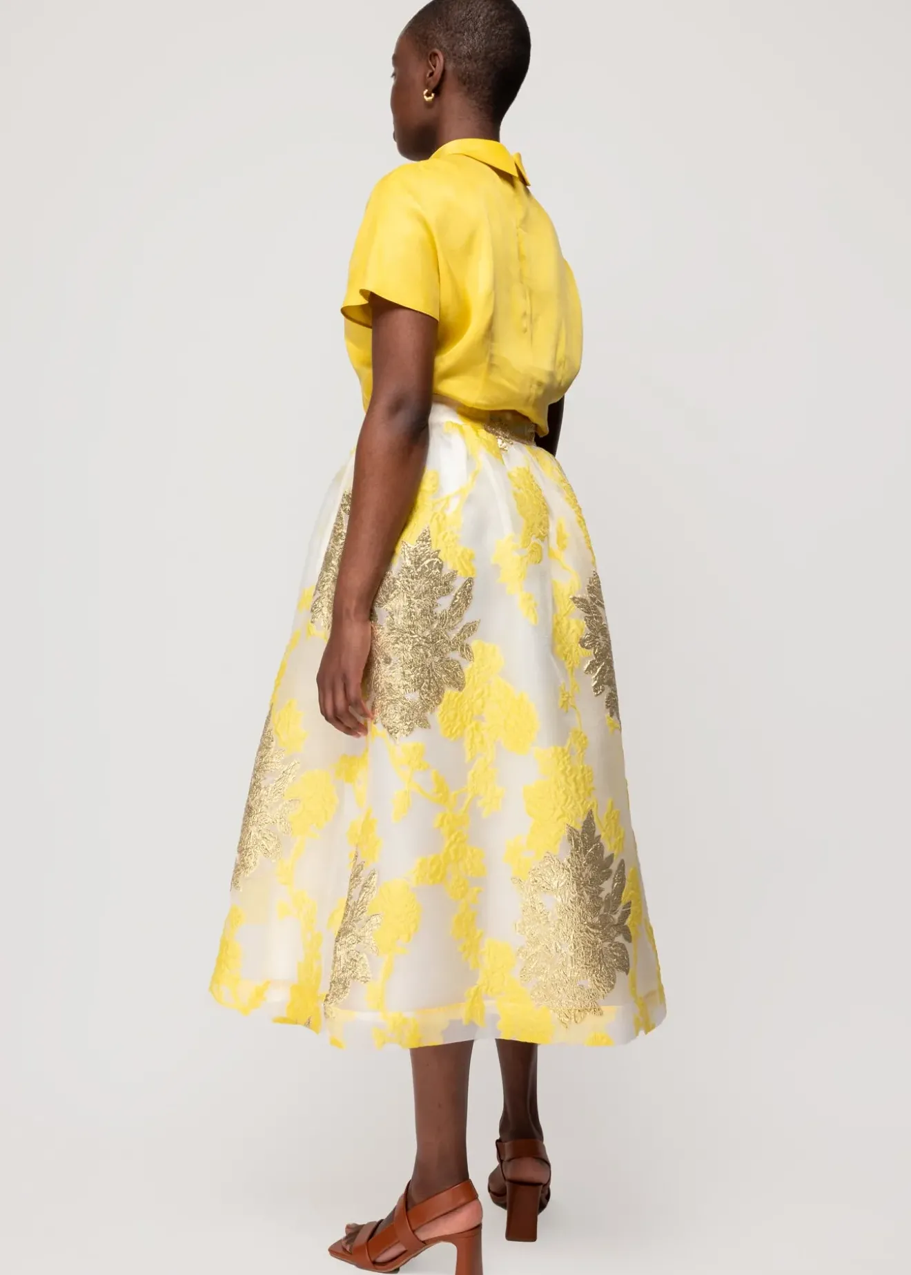 Vanilia Organza Midi Rok Gold / Yellow / Ecru Sale