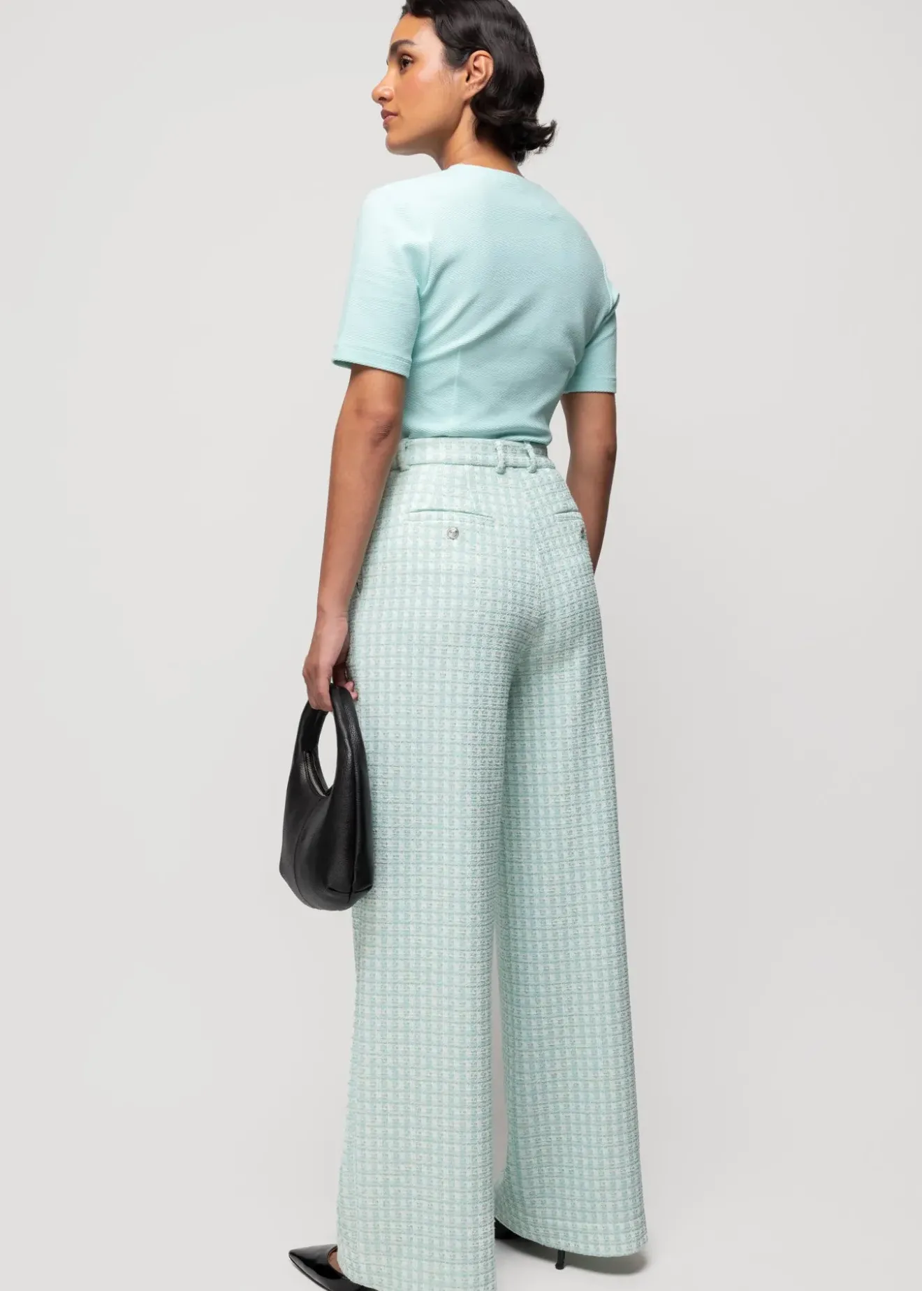Vanilia Rib Top Met V-Hals Aquamarine Hot