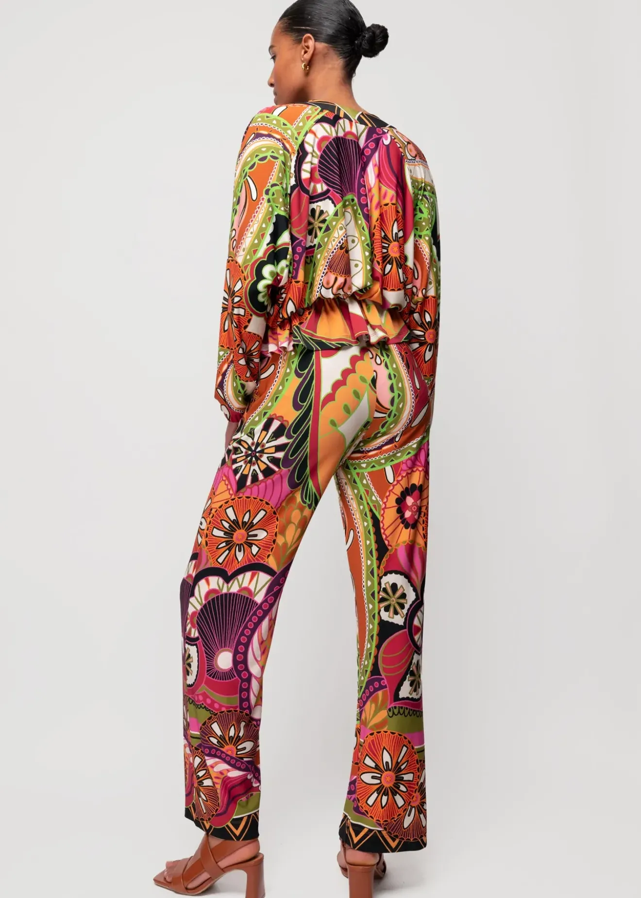 Vanilia Tricot Broek Met Print Limelight / Brown / Violet Best