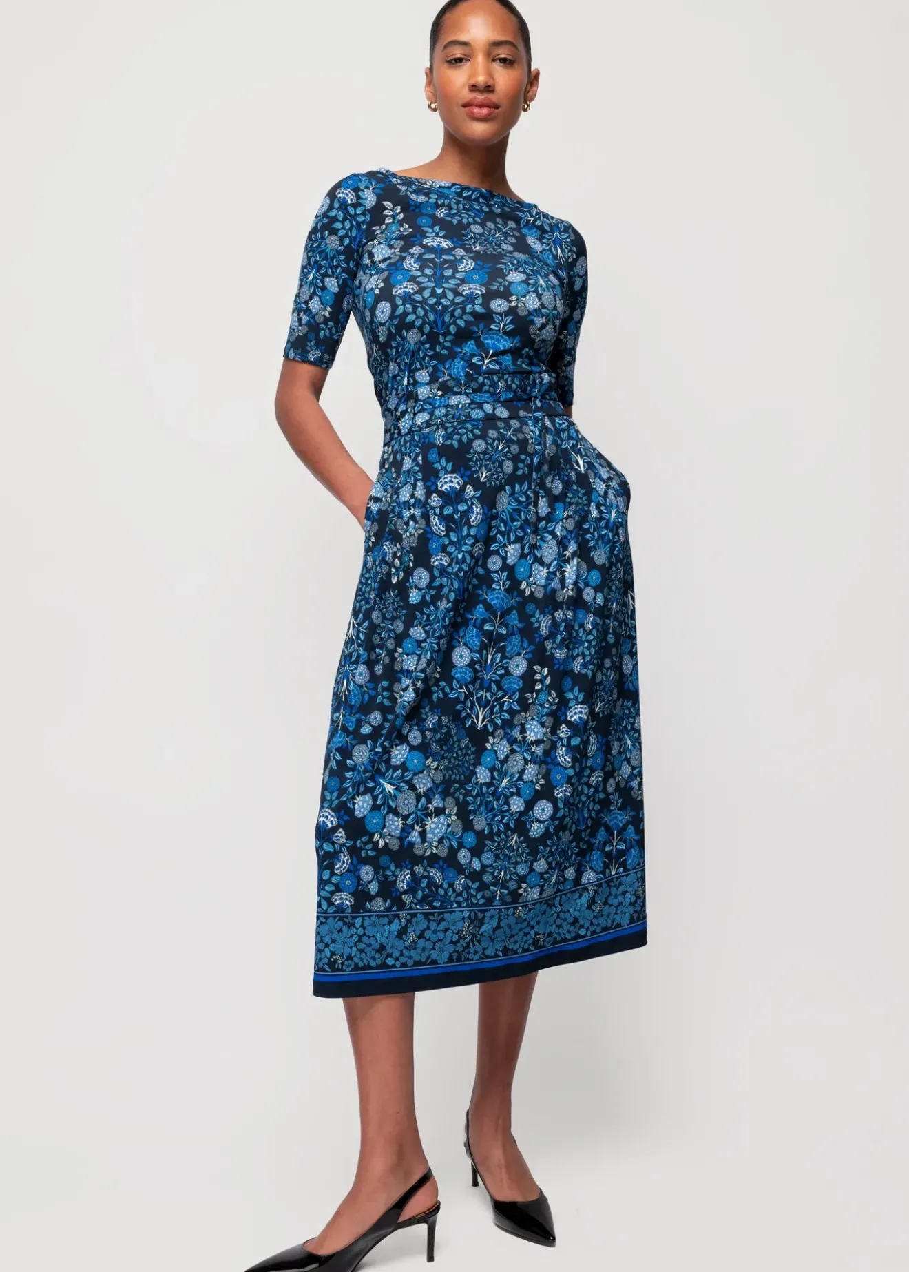Vanilia Tricot Top Met Bloemen Lago / Classic Navy / Indigo Best