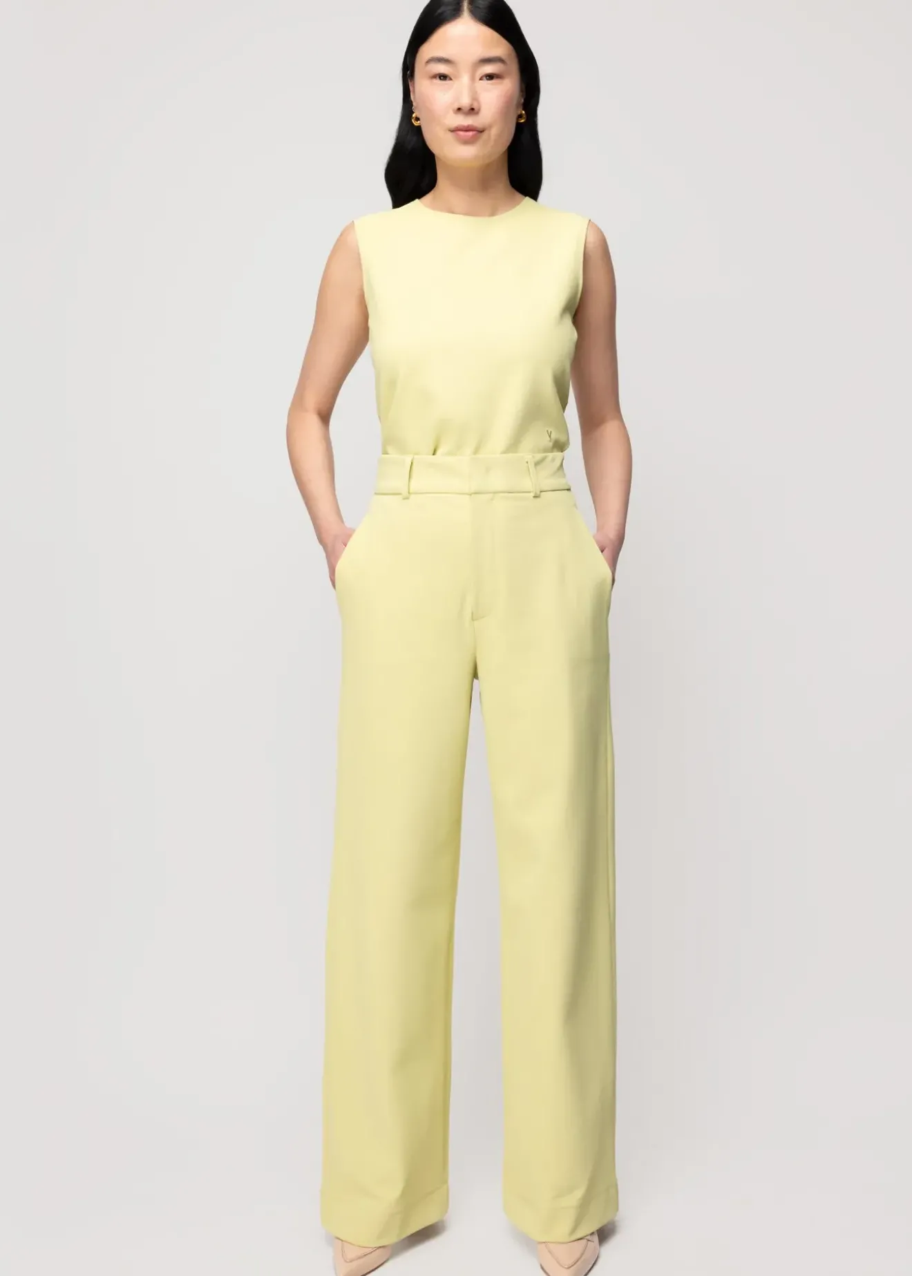 Vanilia Twill Mouwloze Top Linde Best