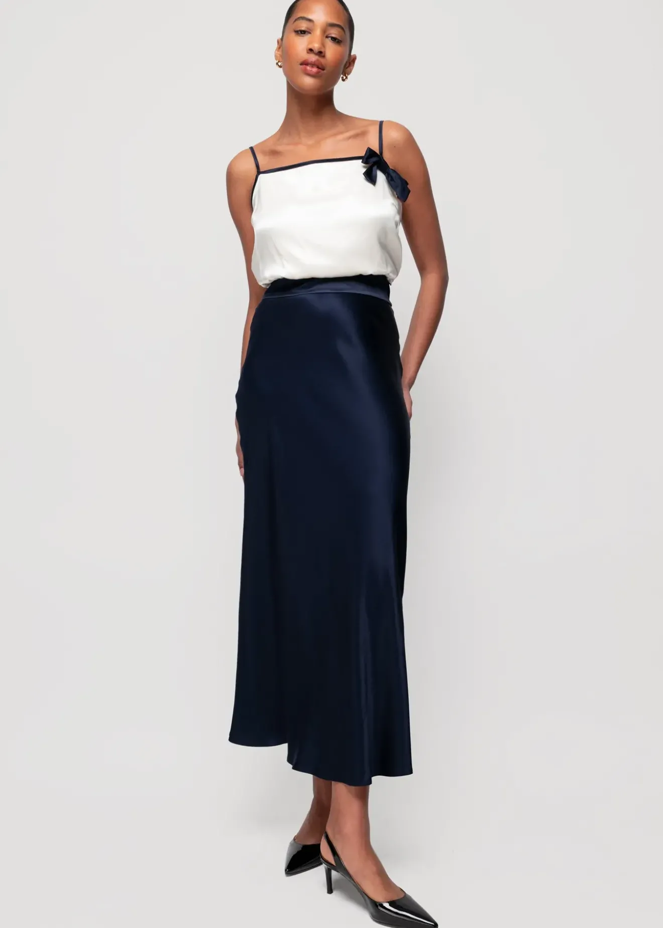 Vanilia Viscose Midi Rok Classic Navy Hot