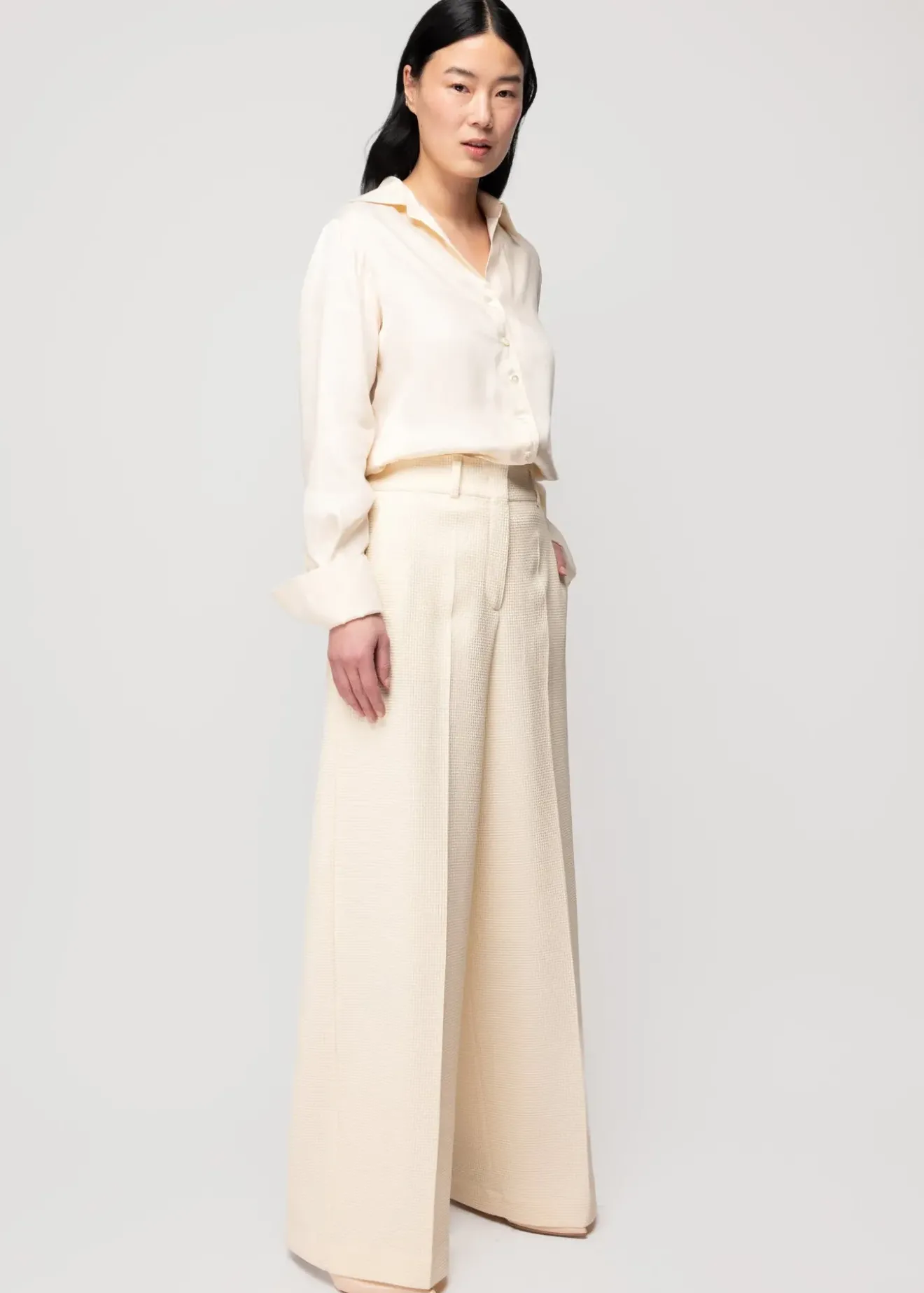 Vanilia Wafel Structuur Pantalon Crema Discount