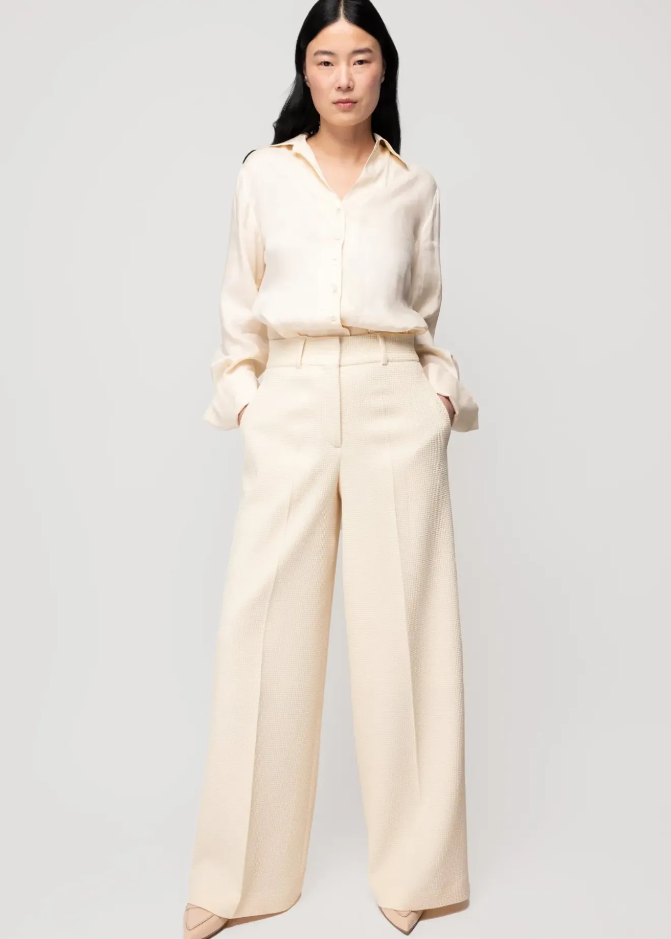 Vanilia Wafel Structuur Pantalon Crema Discount