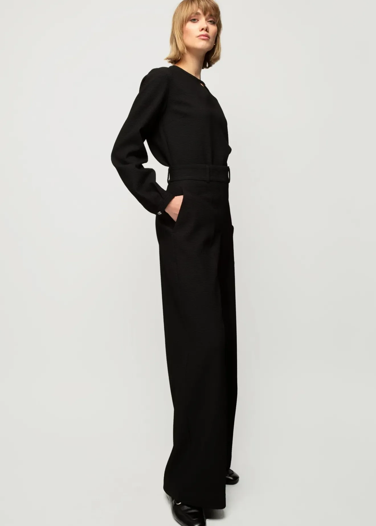 Vanilia Wafel Structuur Pantalon Zwart Online