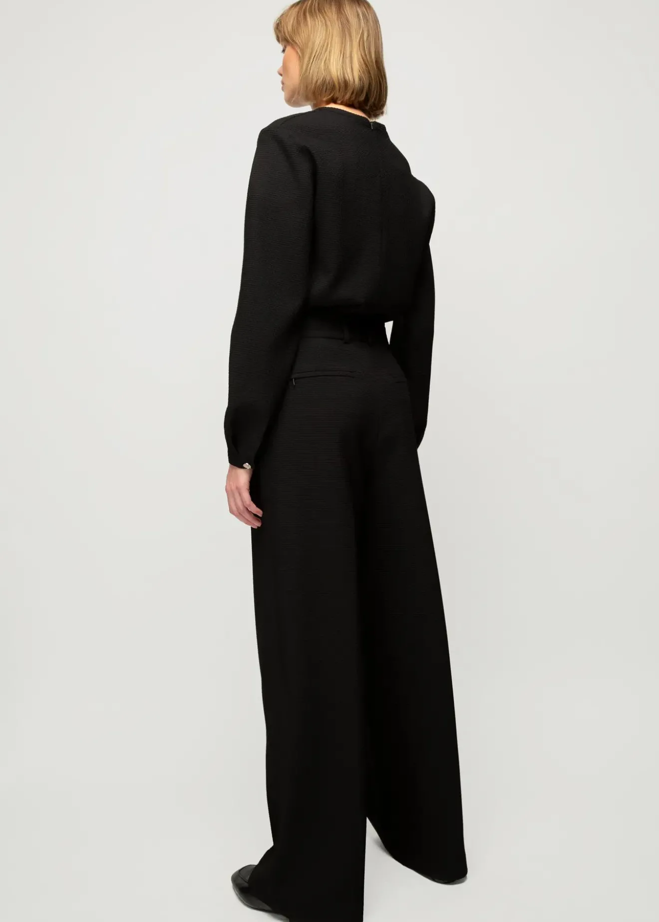 Vanilia Wafel Structuur Pantalon Zwart Online