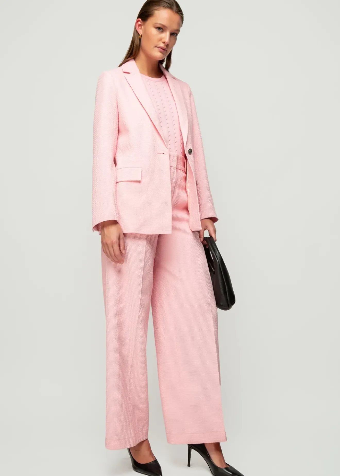 Vanilia Wafel Structuur Pantalon Coral Blush Fashion