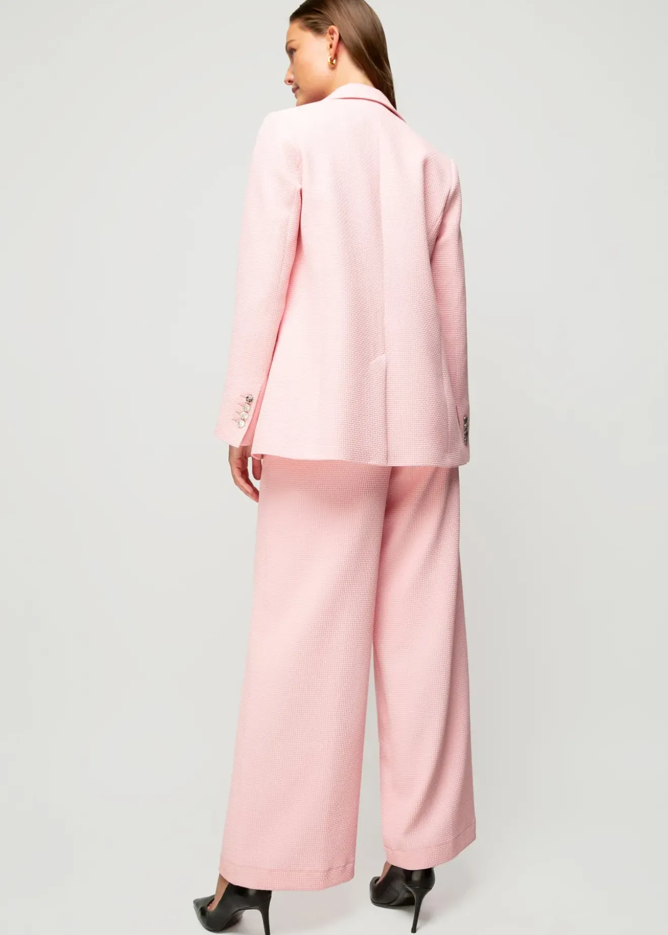 Vanilia Wafel Structuur Pantalon Coral Blush Fashion