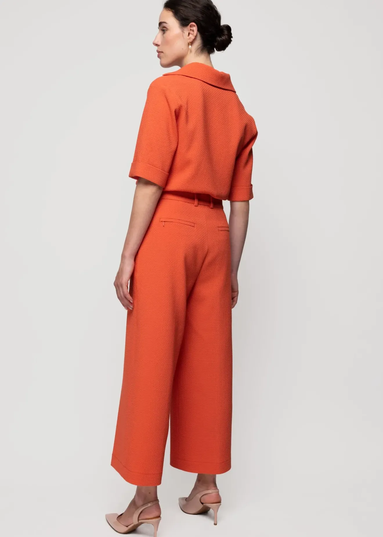 Vanilia Wafel Structuur Polo Burnt Sienna Fashion