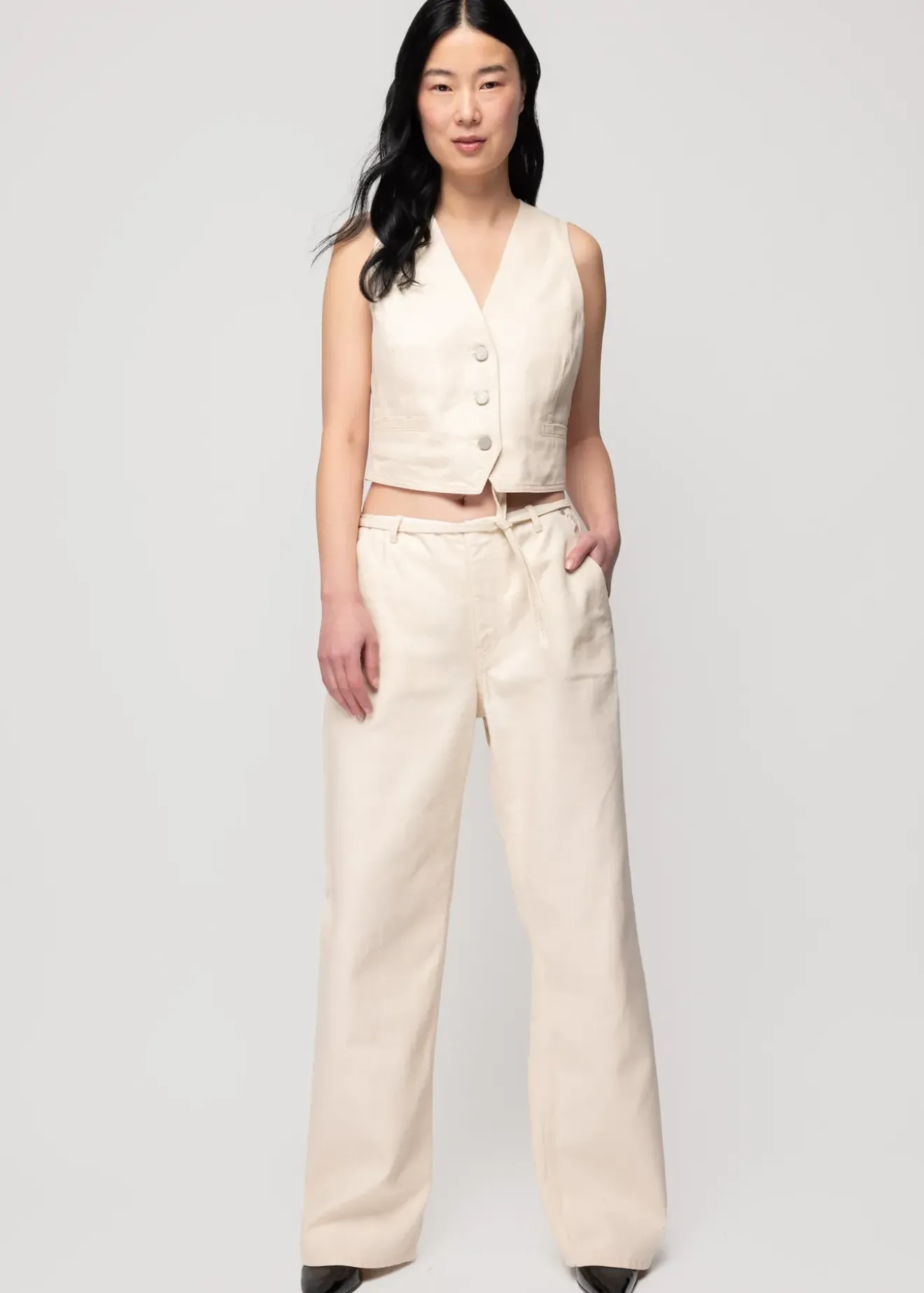 Vanilia Wide Leg Jeans Ecru Hot